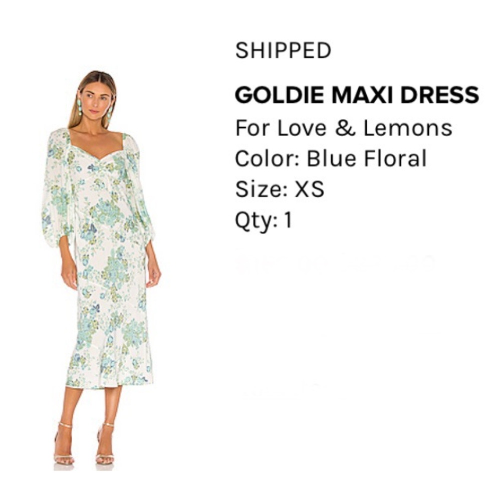 For Love & Lemons Goldie maxi dress, NWT sz XS
